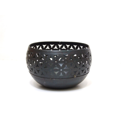 Lampion na T-light stary metal Miedziany ażurowy Kwiaty 13x8cm